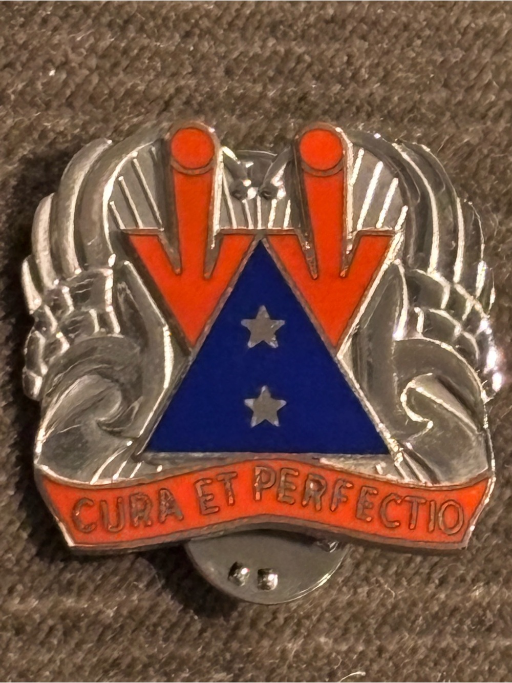 Orange and Blue Enamel Military-Style Cuff Links